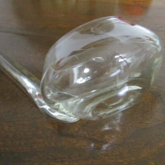 Vtg Mid Century Glass Punch Bowl Ladle Applied Handle 15" Flat Bottom - Picture 7 of 9